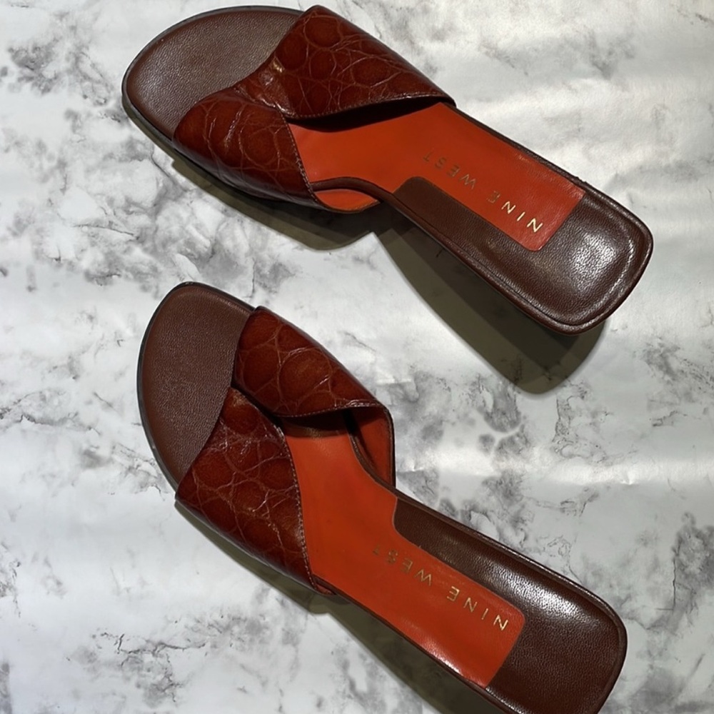Nine West Brown Mules - Picture 2 of 8